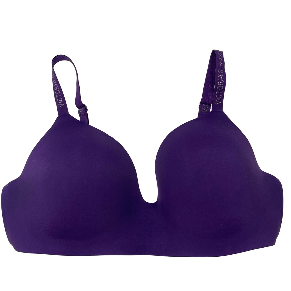 Victoria Secret T-Shirt Lightly Lined Wireless Bra Womens 38D Purple Logo Strap